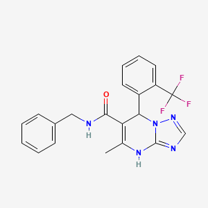 molecular formula C21H18F3N5O B4191825 N-benzyl-5-methyl-7-[2-(trifluoromethyl)phenyl]-4,7-dihydro[1,2,4]triazolo[1,5-a]pyrimidine-6-carboxamide 