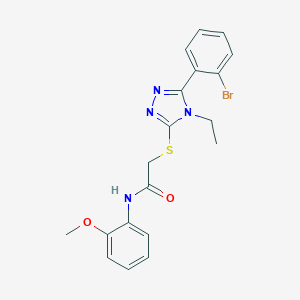 molecular formula C19H19BrN4O2S B419183 2-{[5-(2-bromophenyl)-4-ethyl-4H-1,2,4-triazol-3-yl]sulfanyl}-N-(2-methoxyphenyl)acetamide 