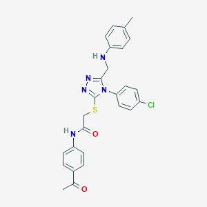 N-(4-acetylphenyl)-2-[[4-(4-chlorophenyl)-5-[(4-methylanilino)methyl]-1,2,4-triazol-3-yl]sulfanyl]acetamide