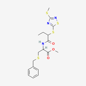 molecular formula C18H23N3O3S4 B4191899 methyl S-benzyl-N-(2-{[3-(methylthio)-1,2,4-thiadiazol-5-yl]thio}butanoyl)cysteinate 