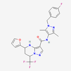 molecular formula C24H22F4N6O2 B4191903 N-[1-(4-fluorobenzyl)-3,5-dimethyl-1H-pyrazol-4-yl]-5-(2-furyl)-7-(trifluoromethyl)-4,5,6,7-tetrahydropyrazolo[1,5-a]pyrimidine-3-carboxamide 