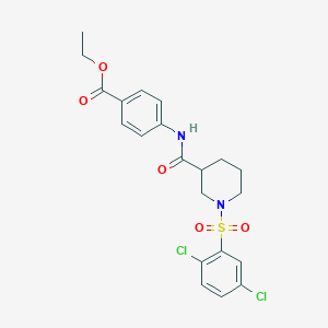 molecular formula C21H22Cl2N2O5S B4191918 ethyl 4-[({1-[(2,5-dichlorophenyl)sulfonyl]-3-piperidinyl}carbonyl)amino]benzoate 