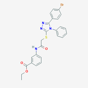 molecular formula C25H21BrN4O3S B419192 ethyl 3-[({[5-(4-bromophenyl)-4-phenyl-4H-1,2,4-triazol-3-yl]sulfanyl}acetyl)amino]benzoate 