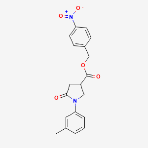 molecular formula C19H18N2O5 B4191953 4-nitrobenzyl 1-(3-methylphenyl)-5-oxo-3-pyrrolidinecarboxylate 
