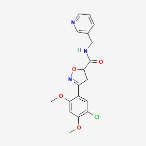 molecular formula C18H18ClN3O4 B4192002 3-(5-chloro-2,4-dimethoxyphenyl)-N-(3-pyridinylmethyl)-4,5-dihydro-5-isoxazolecarboxamide 