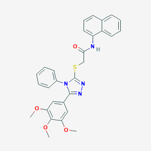 molecular formula C29H26N4O4S B419201 N-(1-naphthyl)-2-{[4-phenyl-5-(3,4,5-trimethoxyphenyl)-4H-1,2,4-triazol-3-yl]sulfanyl}acetamide 