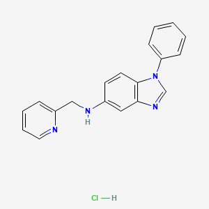 molecular formula C19H17ClN4 B4192026 1-phenyl-N-(2-pyridinylmethyl)-1H-benzimidazol-5-amine hydrochloride 