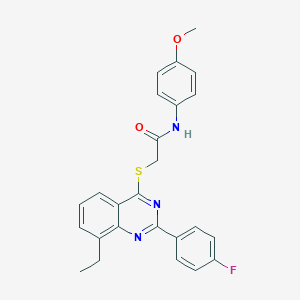 2-{[8-ethyl-2-(4-fluorophenyl)-4-quinazolinyl]sulfanyl}-N-(4-methoxyphenyl)acetamide