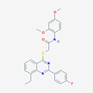 N-(2,4-dimethoxyphenyl)-2-[8-ethyl-2-(4-fluorophenyl)quinazolin-4-yl]sulfanylacetamide