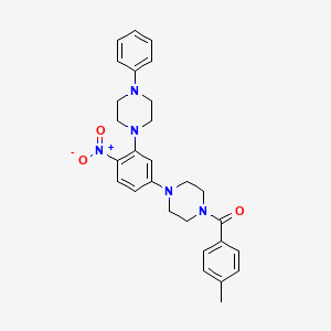 molecular formula C28H31N5O3 B4192069 1-(4-methylbenzoyl)-4-[4-nitro-3-(4-phenyl-1-piperazinyl)phenyl]piperazine 