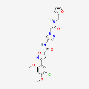 molecular formula C22H22ClN5O6 B4192076 3-(5-chloro-2,4-dimethoxyphenyl)-N-(1-{2-[(2-furylmethyl)amino]-2-oxoethyl}-1H-pyrazol-4-yl)-4,5-dihydro-5-isoxazolecarboxamide 