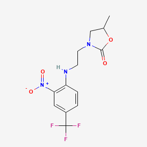 molecular formula C13H14F3N3O4 B4192089 5-methyl-3-(2-{[2-nitro-4-(trifluoromethyl)phenyl]amino}ethyl)-1,3-oxazolidin-2-one 
