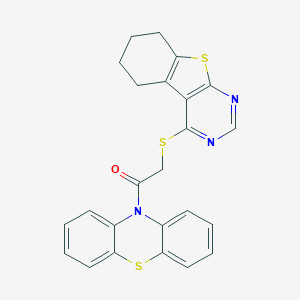 molecular formula C24H19N3OS3 B419209 2-oxo-2-(10H-phenothiazin-10-yl)ethyl 5,6,7,8-tetrahydro[1]benzothieno[2,3-d]pyrimidin-4-yl sulfide 