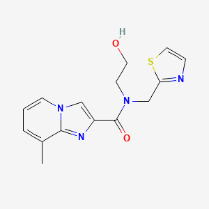 molecular formula C15H16N4O2S B4192099 N-(2-hydroxyethyl)-8-methyl-N-(1,3-thiazol-2-ylmethyl)imidazo[1,2-a]pyridine-2-carboxamide trifluoroacetate (salt) 