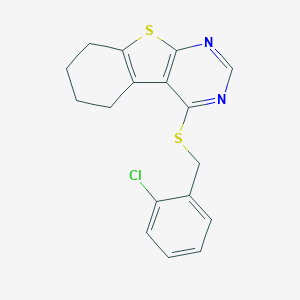 molecular formula C17H15ClN2S2 B419211 4-[(2-Chlorobenzyl)sulfanyl]-5,6,7,8-tetrahydro[1]benzothieno[2,3-d]pyrimidine CAS No. 443741-35-3