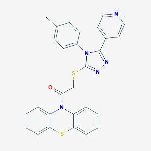molecular formula C28H21N5OS2 B419213 1-Phenothiazin-10-yl-2-(5-pyridin-4-yl-4-p-tolyl-4H-[1,2,4]triazol-3-ylsulfanyl)-ethanone 