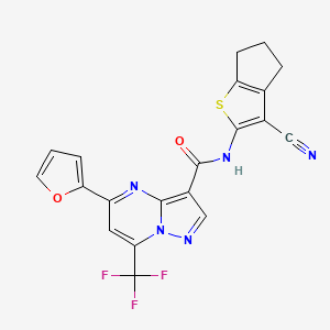 molecular formula C20H12F3N5O2S B4192155 N-(3-cyano-5,6-dihydro-4H-cyclopenta[b]thien-2-yl)-5-(2-furyl)-7-(trifluoromethyl)pyrazolo[1,5-a]pyrimidine-3-carboxamide 