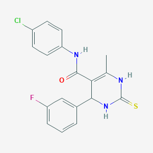 molecular formula C18H15ClFN3OS B4192173 N-(4-chlorophenyl)-4-(3-fluorophenyl)-6-methyl-2-thioxo-1,2,3,4-tetrahydro-5-pyrimidinecarboxamide 