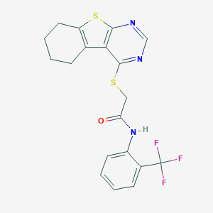 2-(5,6,7,8-tetrahydro[1]benzothieno[2,3-d]pyrimidin-4-ylsulfanyl)-N-[2-(trifluoromethyl)phenyl]acetamide