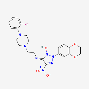 molecular formula C22H24FN7O5 B4192192 2-(2,3-dihydro-1,4-benzodioxin-6-yl)-N-{2-[4-(2-fluorophenyl)-1-piperazinyl]ethyl}-5-nitro-2H-1,2,3-triazol-4-amine 3-oxide 