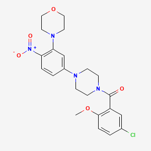 molecular formula C22H25ClN4O5 B4192200 4-{5-[4-(5-chloro-2-methoxybenzoyl)-1-piperazinyl]-2-nitrophenyl}morpholine 