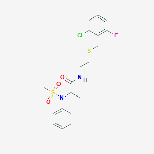 molecular formula C20H24ClFN2O3S2 B4192224 N~1~-{2-[(2-chloro-6-fluorobenzyl)thio]ethyl}-N~2~-(4-methylphenyl)-N~2~-(methylsulfonyl)alaninamide 