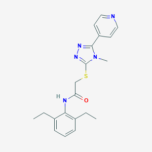 molecular formula C20H23N5OS B419223 N-(2,6-diethylphenyl)-2-{[4-methyl-5-(4-pyridinyl)-4H-1,2,4-triazol-3-yl]sulfanyl}acetamide 