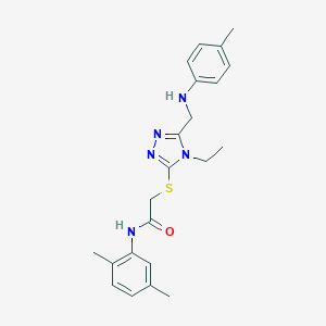 molecular formula C22H27N5OS B419230 N-(2,5-dimethylphenyl)-2-{[4-ethyl-5-(4-toluidinomethyl)-4H-1,2,4-triazol-3-yl]sulfanyl}acetamide 
