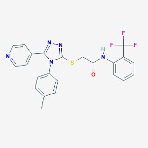 molecular formula C23H18F3N5OS B419231 2-[[4-(4-methylphenyl)-5-pyridin-4-yl-1,2,4-triazol-3-yl]sulfanyl]-N-[2-(trifluoromethyl)phenyl]acetamide CAS No. 482640-33-5