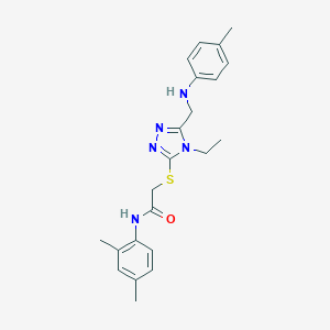 molecular formula C22H27N5OS B419232 N-(2,4-dimethylphenyl)-2-{[4-ethyl-5-(4-toluidinomethyl)-4H-1,2,4-triazol-3-yl]sulfanyl}acetamide 