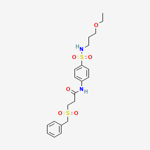 molecular formula C21H28N2O6S2 B4192330 3-(benzylsulfonyl)-N-(4-{[(3-ethoxypropyl)amino]sulfonyl}phenyl)propanamide 