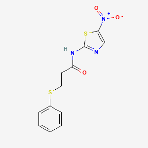 molecular formula C12H11N3O3S2 B4192343 N-(5-nitro-1,3-thiazol-2-yl)-3-(phenylthio)propanamide 