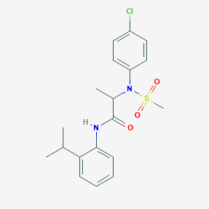 molecular formula C19H23ClN2O3S B4192349 N~2~-(4-chlorophenyl)-N~1~-(2-isopropylphenyl)-N~2~-(methylsulfonyl)alaninamide 