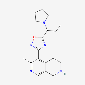 molecular formula C18H25N5O B4192358 6-methyl-5-{5-[1-(1-pyrrolidinyl)propyl]-1,2,4-oxadiazol-3-yl}-1,2,3,4-tetrahydro-2,7-naphthyridine bis(trifluoroacetate) 