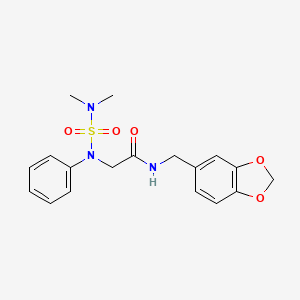 molecular formula C18H21N3O5S B4192368 N~1~-(1,3-benzodioxol-5-ylmethyl)-N~2~-[(dimethylamino)sulfonyl]-N~2~-phenylglycinamide 