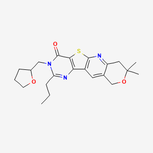 molecular formula C22H27N3O3S B4192376 8,8-dimethyl-2-propyl-3-(tetrahydro-2-furanylmethyl)-7,10-dihydro-8H-pyrano[3'',4'':5',6']pyrido[3',2':4,5]thieno[3,2-d]pyrimidin-4(3H)-one CAS No. 4880-34-6