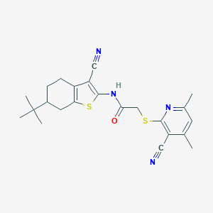 N-(6-tert-butyl-3-cyano-4,5,6,7-tetrahydro-1-benzothien-2-yl)-2-[(3-cyano-4,6-dimethyl-2-pyridinyl)sulfanyl]acetamide