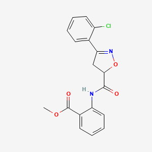 molecular formula C18H15ClN2O4 B4192425 methyl 2-({[3-(2-chlorophenyl)-4,5-dihydro-5-isoxazolyl]carbonyl}amino)benzoate 