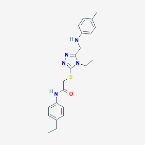 molecular formula C22H27N5OS B419244 N-(4-ethylphenyl)-2-{[4-ethyl-5-(4-toluidinomethyl)-4H-1,2,4-triazol-3-yl]sulfanyl}acetamide 