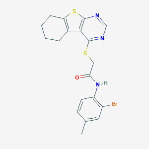 molecular formula C19H18BrN3OS2 B419245 N-(2-bromo-4-methylphenyl)-2-(5,6,7,8-tetrahydro[1]benzothieno[2,3-d]pyrimidin-4-ylsulfanyl)acetamide CAS No. 332950-23-9