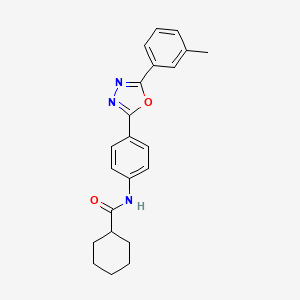 molecular formula C22H23N3O2 B4192490 N-{4-[5-(3-methylphenyl)-1,3,4-oxadiazol-2-yl]phenyl}cyclohexanecarboxamide 