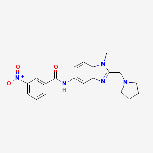 molecular formula C20H21N5O3 B4192503 N-[1-methyl-2-(1-pyrrolidinylmethyl)-1H-benzimidazol-5-yl]-3-nitrobenzamide 