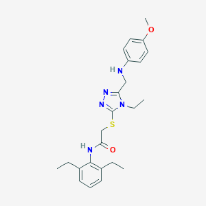 molecular formula C24H31N5O2S B419252 N-(2,6-diethylphenyl)-2-({4-ethyl-5-[(4-methoxyanilino)methyl]-4H-1,2,4-triazol-3-yl}sulfanyl)acetamide 