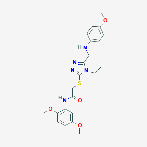 molecular formula C22H27N5O4S B419254 N-(2,5-dimethoxyphenyl)-2-({4-ethyl-5-[(4-methoxyanilino)methyl]-4H-1,2,4-triazol-3-yl}sulfanyl)acetamide 