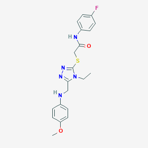 2-{4-Ethyl-5-[(4-methoxy-phenylamino)-methyl]-4H-[1,2,4]triazol-3-ylsulfanyl}-N-(4-fluoro-phenyl)-acetamide
