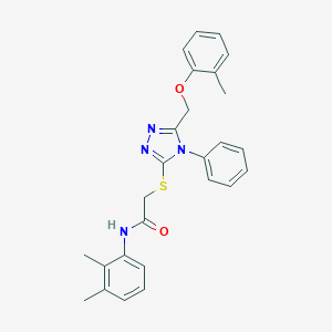 molecular formula C26H26N4O2S B419258 N-(2,3-dimethylphenyl)-2-({5-[(2-methylphenoxy)methyl]-4-phenyl-4H-1,2,4-triazol-3-yl}sulfanyl)acetamide 