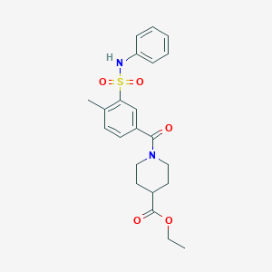 molecular formula C22H26N2O5S B4192583 ethyl 1-[3-(anilinosulfonyl)-4-methylbenzoyl]-4-piperidinecarboxylate 