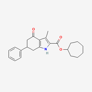 molecular formula C23H27NO3 B4192585 cycloheptyl 3-methyl-4-oxo-6-phenyl-4,5,6,7-tetrahydro-1H-indole-2-carboxylate 
