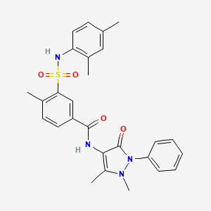 molecular formula C27H28N4O4S B4192602 N-(1,5-dimethyl-3-oxo-2-phenyl-2,3-dihydro-1H-pyrazol-4-yl)-3-{[(2,4-dimethylphenyl)amino]sulfonyl}-4-methylbenzamide 