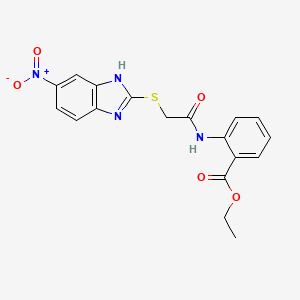 molecular formula C18H16N4O5S B4192644 ethyl 2-({[(6-nitro-1H-benzimidazol-2-yl)thio]acetyl}amino)benzoate 
